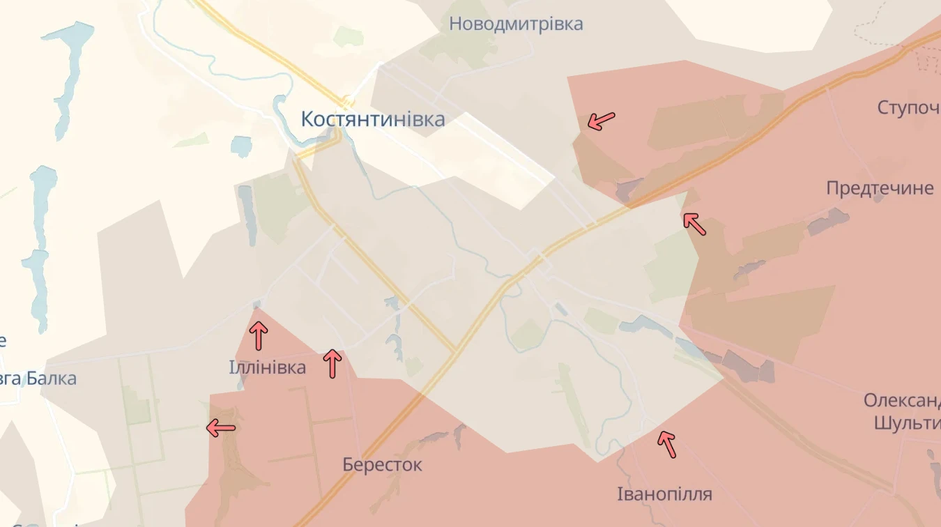 Просування росіян біля Костянтинівки: що зафіксував DeepState 8 серпня